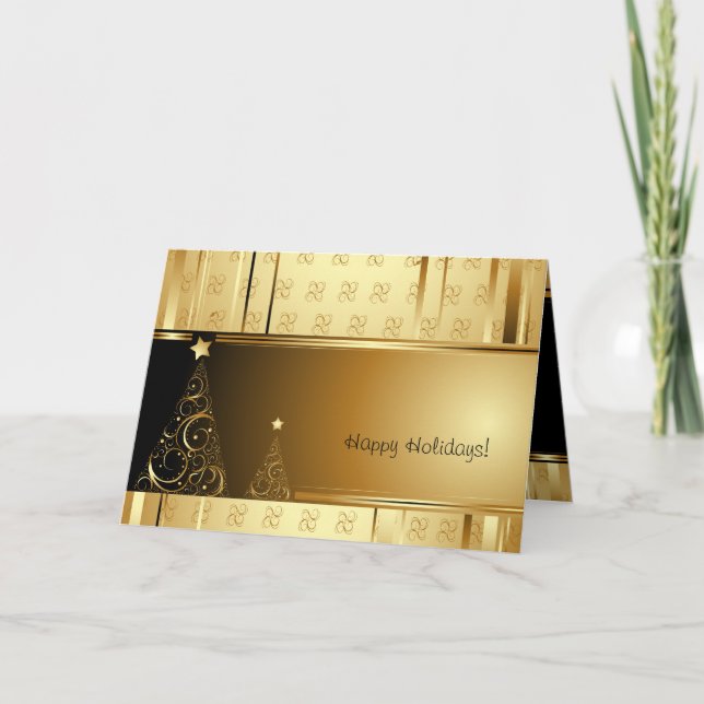 Elegant Gold Christmas Greeting Cards (Front)