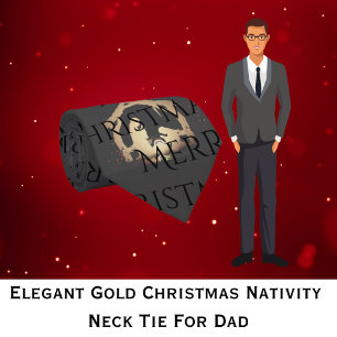Elegant Gold Christmas Nativity  Neck Tie