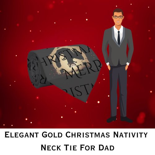 Elegant Gold Christmas Nativity  Neck Tie