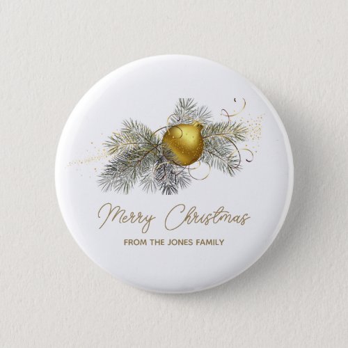 Elegant gold Christmas Ornament Party Button