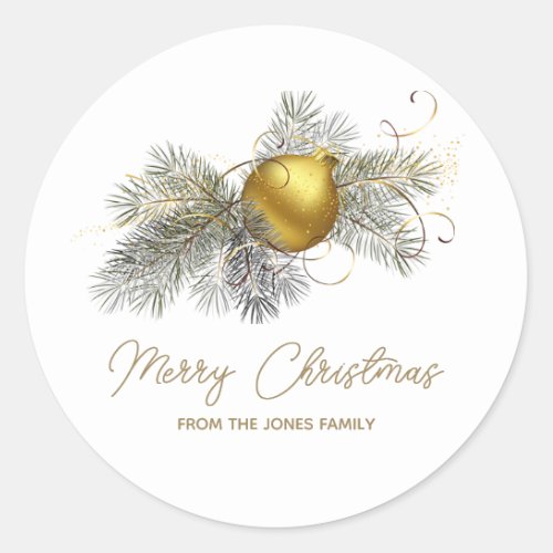 Elegant gold Christmas Ornament Party Classic Round Sticker