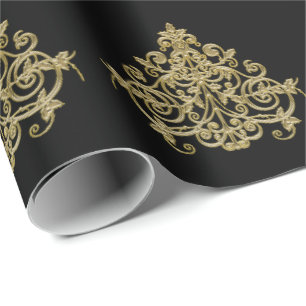 Elegant Gold Christmas Ornament Pattern Wrapping Paper
