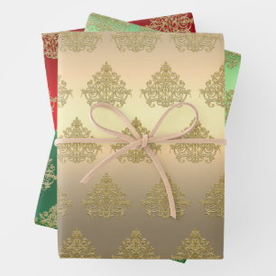 Elegant Gold Christmas Ornament Pattern Wrapping Paper Sheets