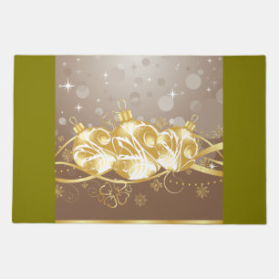 Elegant Gold Christmas Ornaments and Glitter Doormat