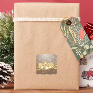 Elegant Gold Christmas Ornaments and Glitter Square Sticker
