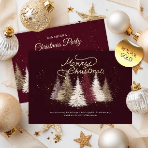 Elegant Gold Christmas Party Foil Invitation