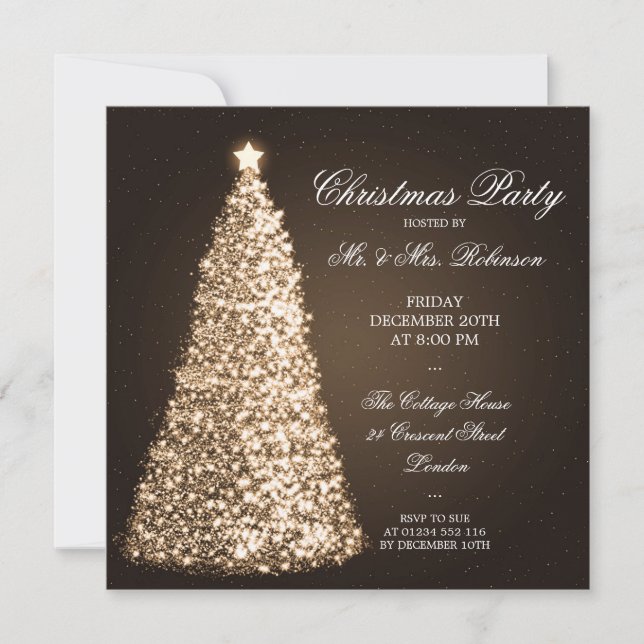Elegant Gold Christmas Party Invitation (Front)