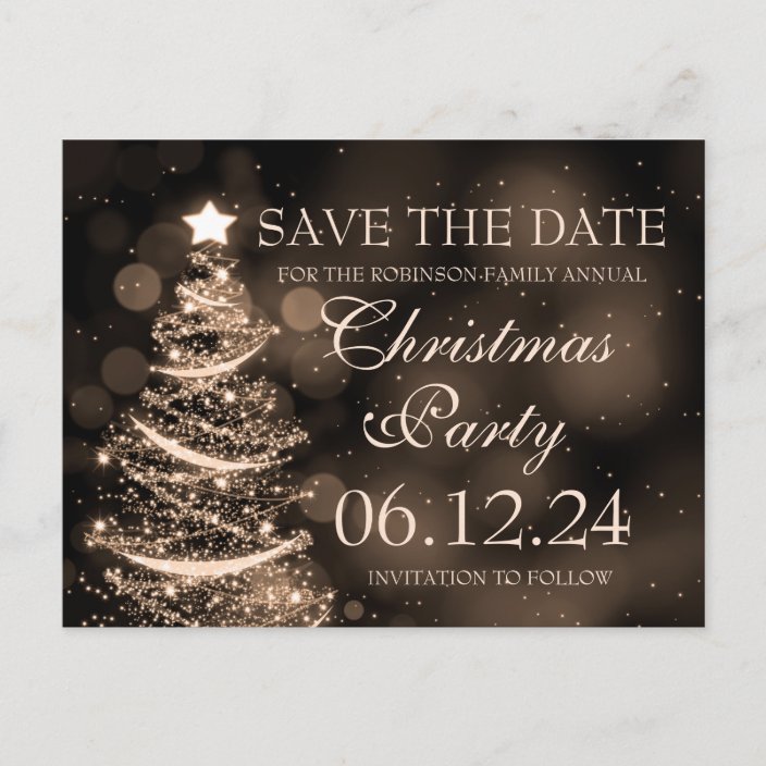 Elegant Gold Christmas Party Save The Date Announcement Postcard ...