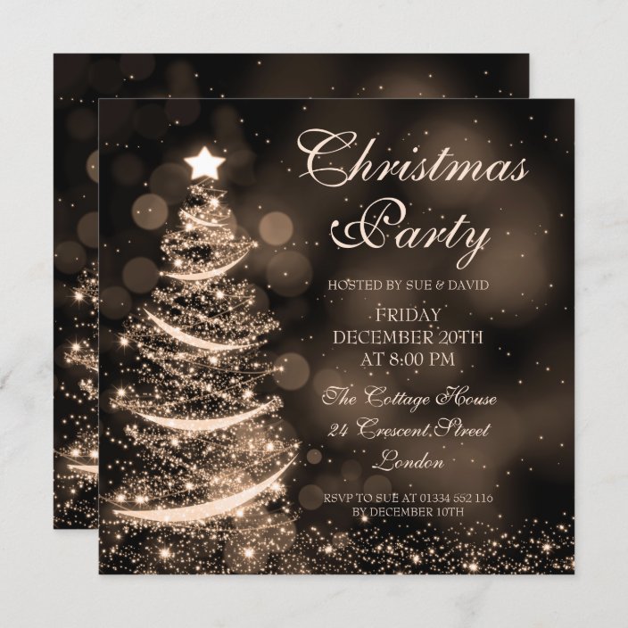 Elegant Gold Christmas Party Sparkle Invitation | Zazzle.com