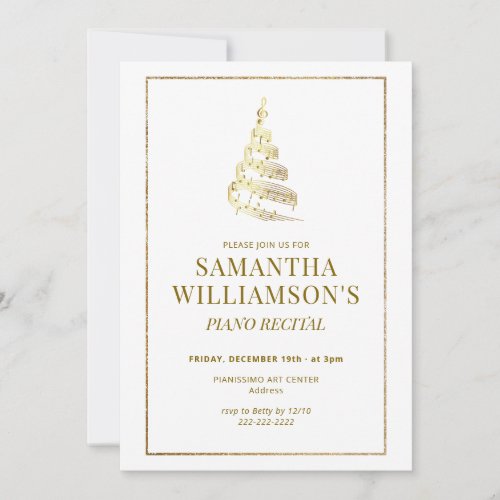 Elegant Gold Christmas Piano Recital & Program