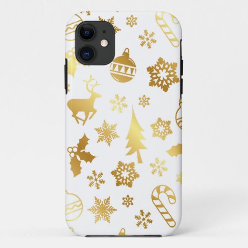 Elegant Gold Christmas Print iPhone Case