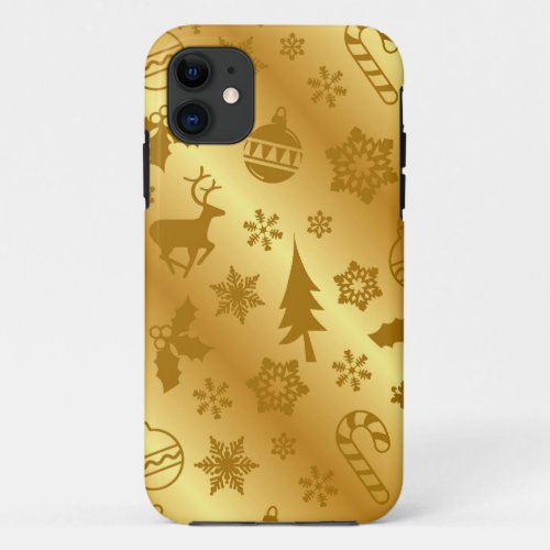 Elegant Gold Christmas Print iPhone Case