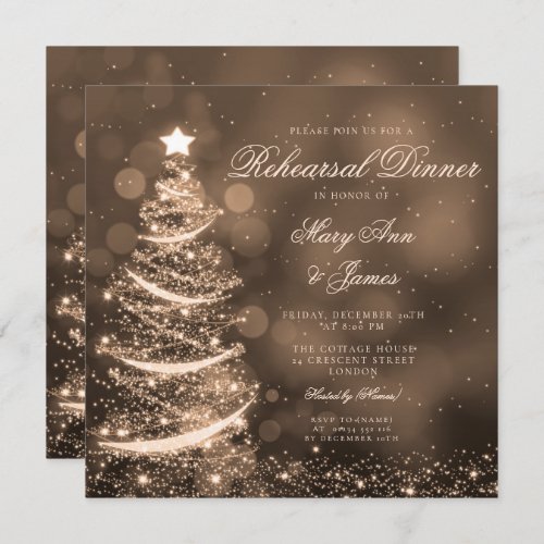 Elegant Gold Christmas Rehearsal Dinner Invitation