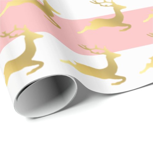 Elegant Gold Christmas reindeer pattern Wrapping Paper