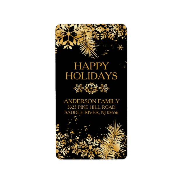 Elegant Gold Christmas Return Address Label