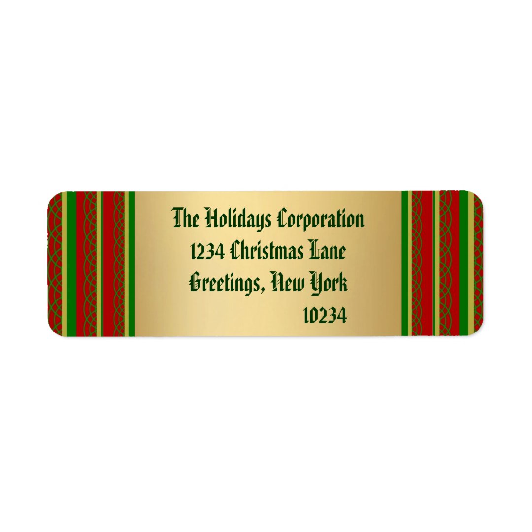 Elegant Gold Christmas Return Address Labels Zazzle