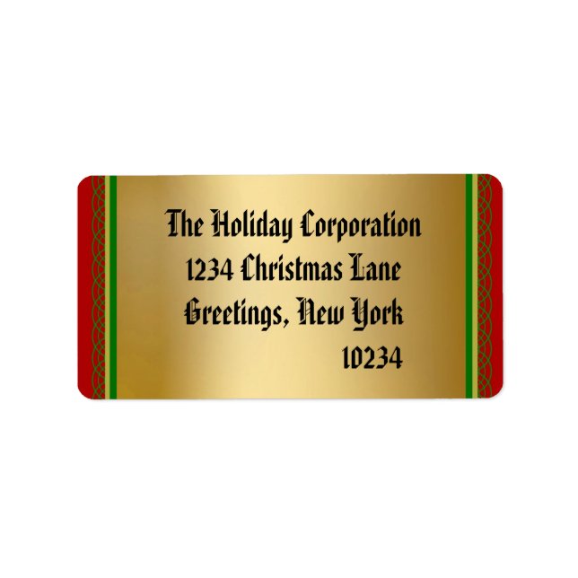 Elegant Gold Christmas Return Address Labels (Front)
