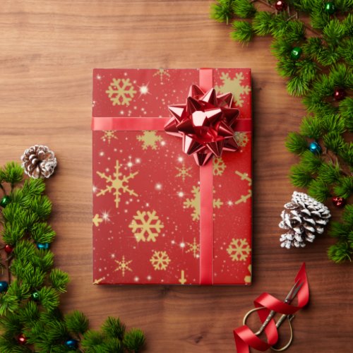 Elegant Gold Christmas Snowflake Pattern Wrapping Paper