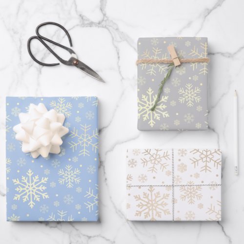 Elegant Gold Christmas Snowflake Pattern  Wrapping Paper Sheets