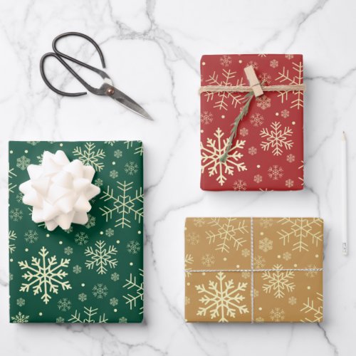 Elegant Gold Christmas Snowflake Pattern  Wrapping Paper Sheets