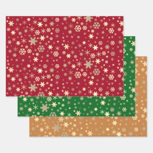 Elegant Gold Christmas Snowflake Pattern   Wrapping Paper Sheets