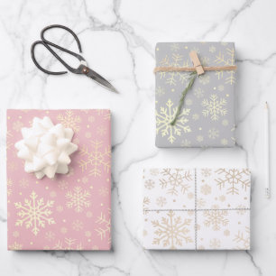 Elegant Gold Christmas Snowflake Pattern  Wrapping Paper Sheets