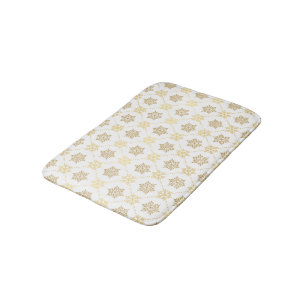 Elegant Gold Christmas Snowflakes Pattern Bath Mat