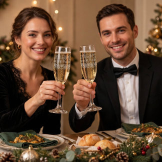 Elegant Gold Christmas Snowflakes Pattern Champagne Flute