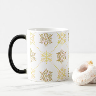 Elegant Gold Christmas Snowflakes Pattern Color Morph Mug