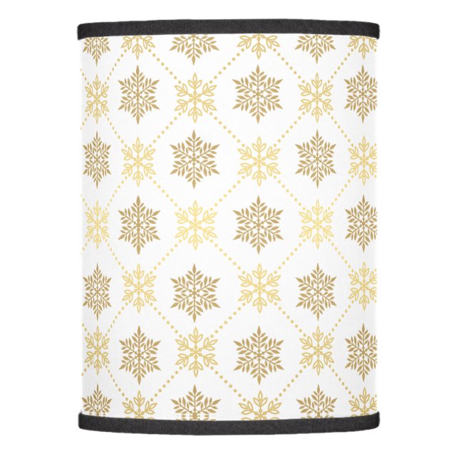 Elegant Gold Christmas Snowflakes Pattern Lamp Shade (Front)