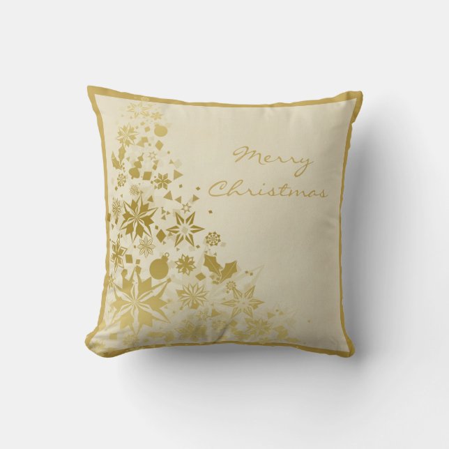 Elegant Gold Christmas Sparkles Throw Pillow (Front)