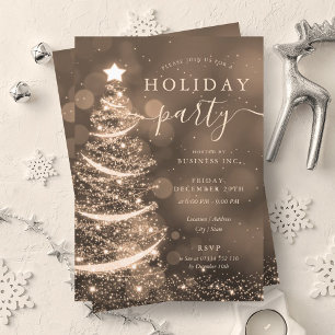 Elegant Gold Christmas Tree Company Holiday Invitation