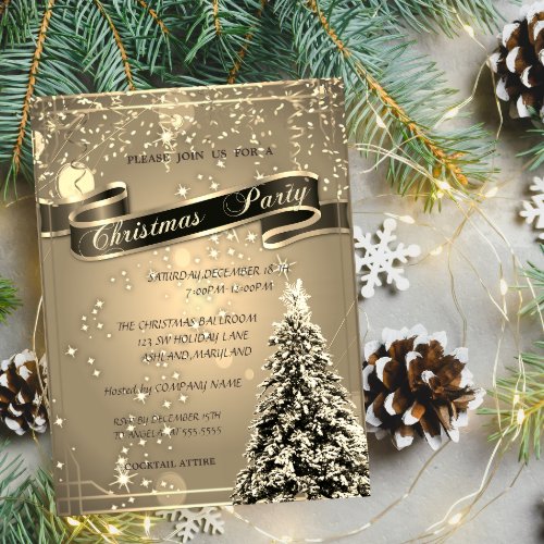 Elegant GoldChristmas Tree CompanyChristmas Party Invitation