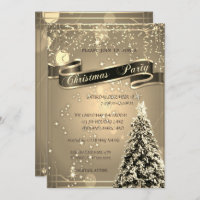 Elegant Gold,Christmas Tree CompanyChristmas Party Invitation