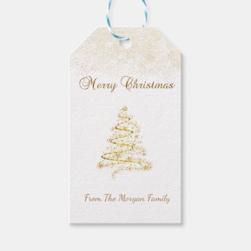 ElegantGold Christmas Tree  Confetti Gift Tags