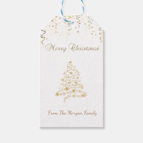 ElegantGold Christmas Tree  Confetti Gift Tags