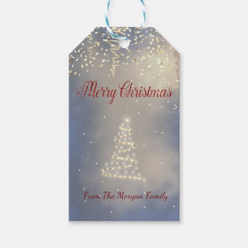 ElegantGold Christmas Tree  Confetti Gift Tags