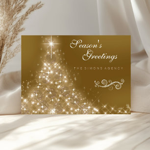 Elegant Gold Christmas Tree Corporate Business Holiday Card