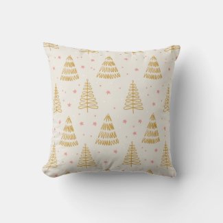 Elegant Gold Christmas Tree Decorative Pillow