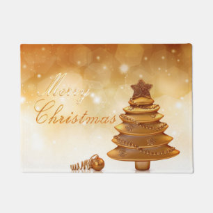 Elegant Gold Christmas Tree Doormat