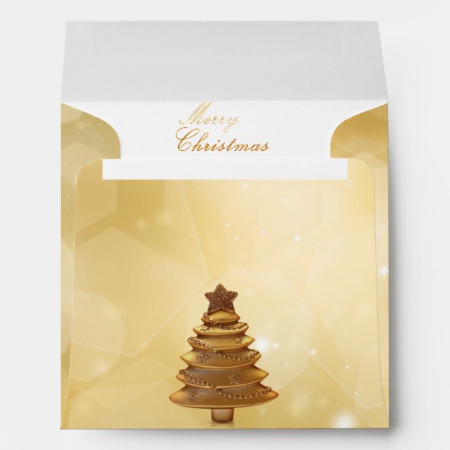 Elegant Gold Christmas Tree Envelope (Back (Bottom))