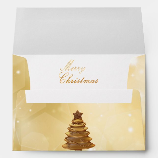 Elegant Gold Christmas Tree Envelope (Back (Bottom))