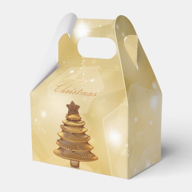Elegant Gold Christmas Tree Favor Boxes (Front Side)