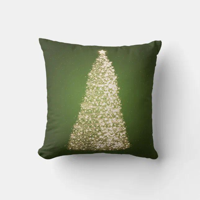 Elegant Gold Christmas Tree Green Throw Pillow | Zazzle