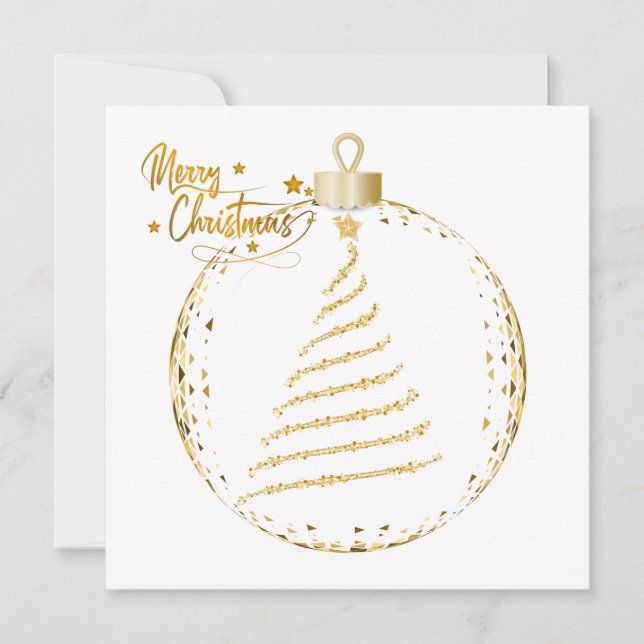 Elegant Gold Christmas Tree Greeting Note Card (Front)