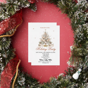 Elegant Gold Christmas Tree Holiday Party  Foil Invitation