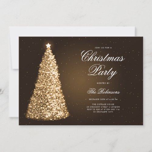 Elegant Gold Christmas Tree Invite Program Menu