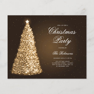 Elegant Gold Christmas Tree Invite Program Menu Flyer