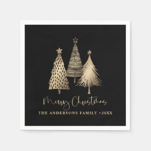 Elegant Gold Christmas Tree Merry Christmas  Napkins