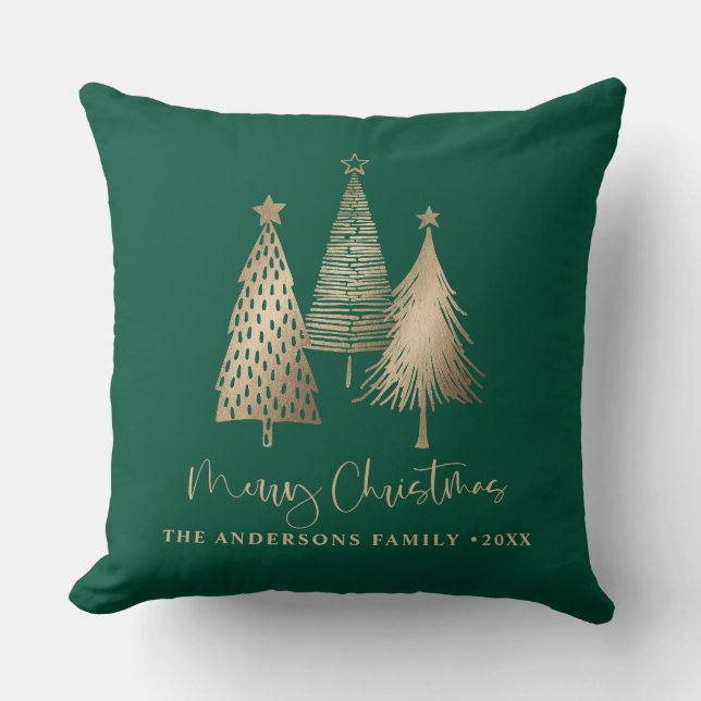 Elegant Gold Christmas Tree Merry Christmas  Throw Pillow (Front)